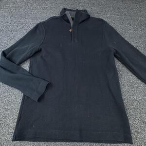 Lachlan Sweater Mens Small Black Mock Neck 1/4 Zip Tight-Knit Pullover